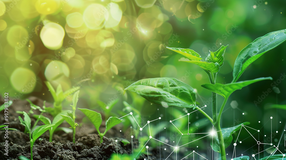 Growing plants with water drop and sunlight Growing plants with water drop and sunlight