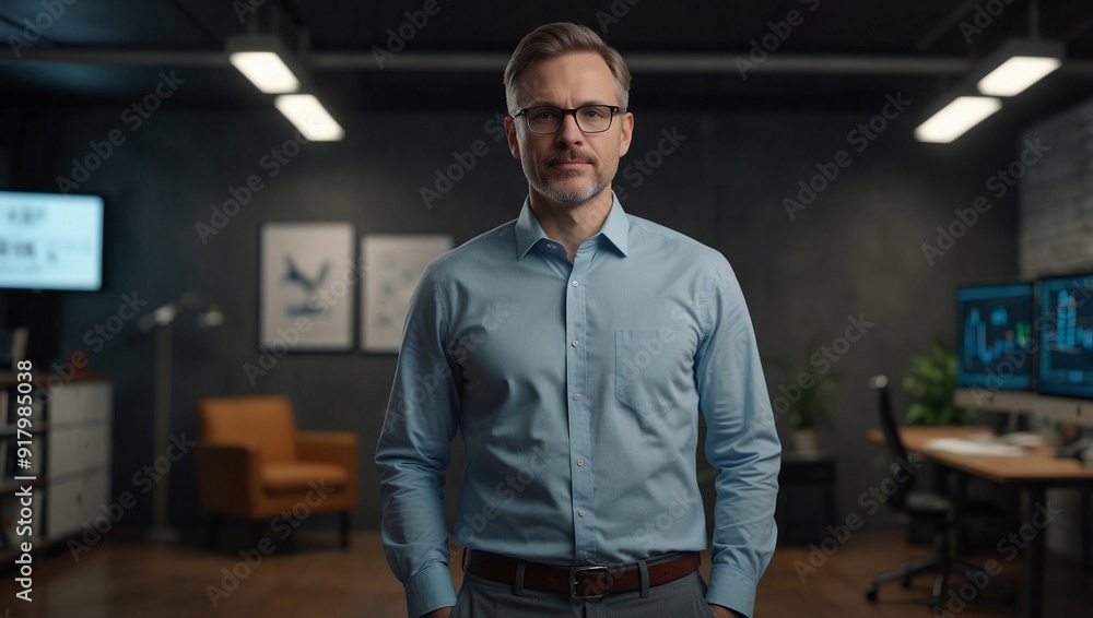 photo of a CEO, a leader, wearing neat and nice clothes with an office room background made by AI generative photo of a CEO, a leader, wearing neat and nice clothes with an office room background made by AI generative
