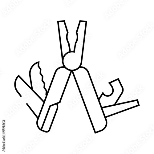 multitool hiker tool line icon vector. multitool hiker tool sign. isolated contour symbol black illustration