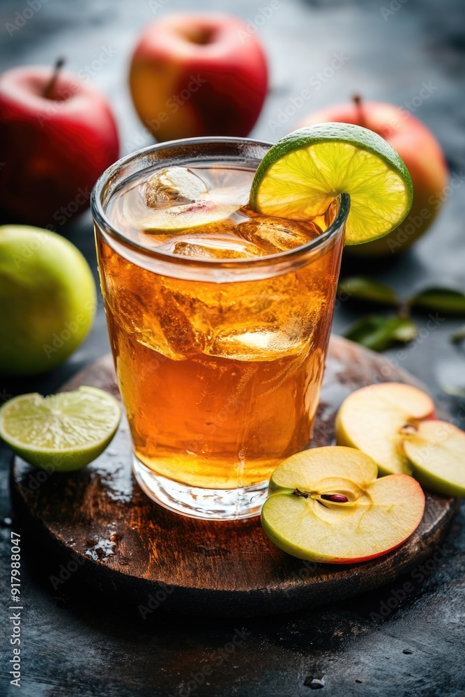 Apple cider and cutting board Apple cider and cutting board