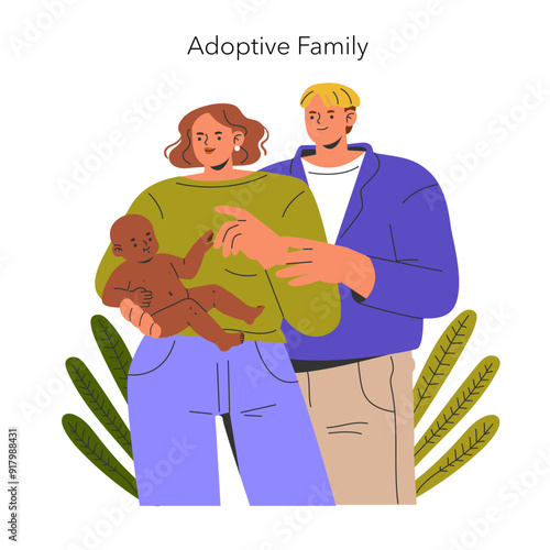 Modern Families. Flat Vector Illustration