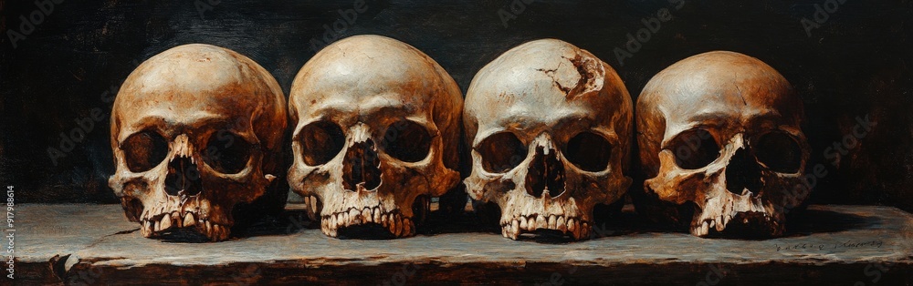 Dark Pile of Skulls Horrifying Scene Dark Pile of Skulls Horrifying Scene