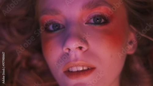 Wallpaper Mural Close-up shot of the face of a young woman in an autumn outfit of branches, leaves and ears of corn, flying in the grass among scattered apples. Torontodigital.ca