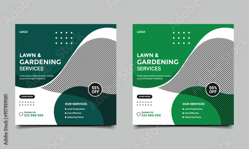 Lawn or gardening service social media post banner template.