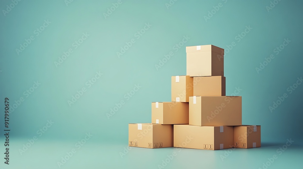 A well-organized pile of cardboard boxes stacked neatly on a plain background, symbolizing the process of moving or efficient storage organization A well-organized pile of cardboard boxes stacked neatly on a plain background, symbolizing the process of moving or efficient storage organization
