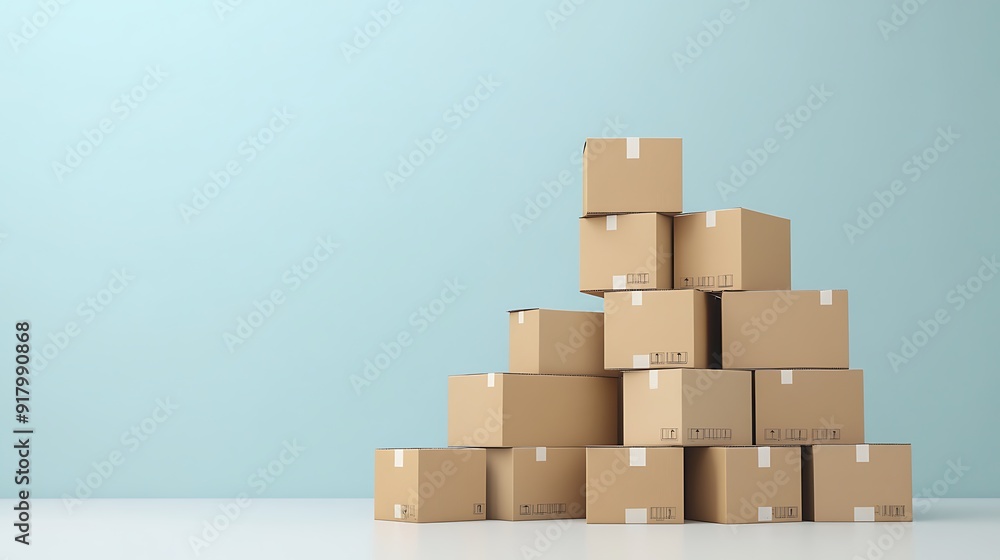 A well-organized pile of cardboard boxes stacked neatly on a plain background, symbolizing the process of moving or efficient storage organization A well-organized pile of cardboard boxes stacked neatly on a plain background, symbolizing the process of moving or efficient storage organization