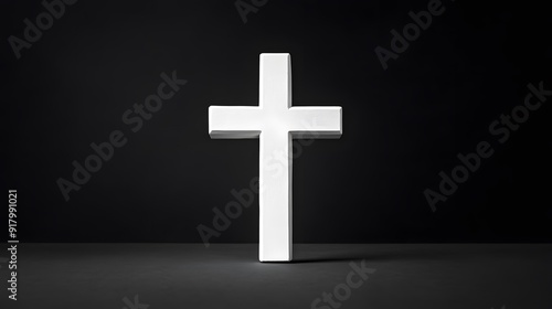 Minimalist plain black background with a white cross, featuring a solid gray backdrop for product photography with soft lighting and no shadows