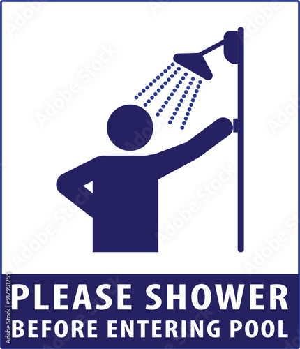Shower before entering swimming pool sign vector.eps