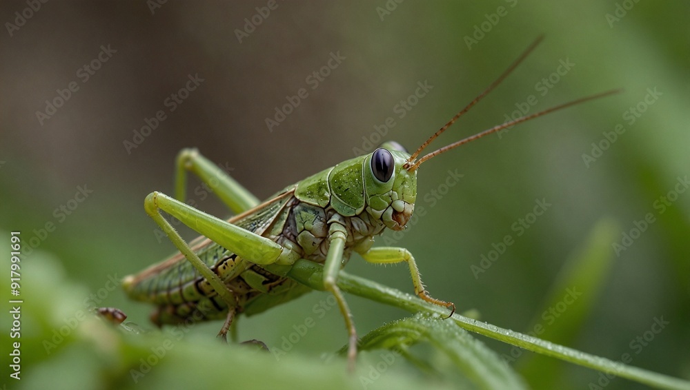 focus photo of green grasshopper on the plant made by AI generative focus photo of green grasshopper on the plant made by AI generative