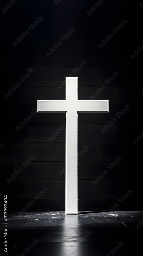 Minimalist plain black background with a white cross, featuring a solid gray backdrop for product photography with soft lighting and no shadows Minimalist plain black background with a white cross, featuring a solid gray backdrop for product photography with soft lighting and no shadows