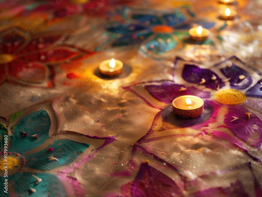 Fototapeta premium Diwalli celebration rangoli background wallpaper decoration