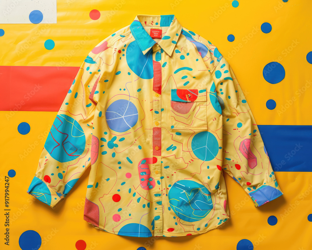 Obraz premium Yellow buttonup shirt with imaginative patterns