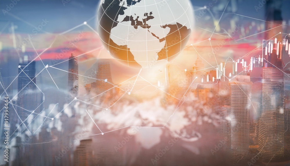 Globe with global economy stock market financial logo Globe with global economy stock market financial logo