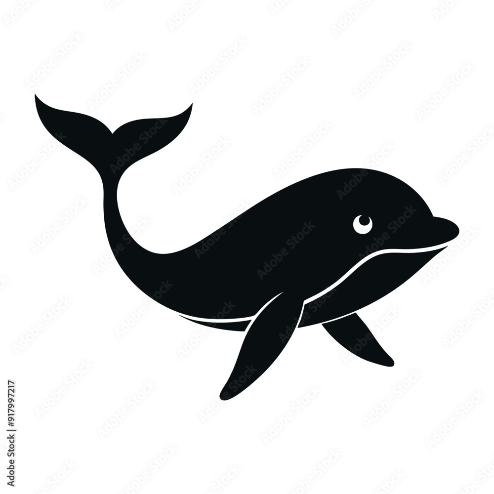 Fototapeta premium Black whale simple illustration 