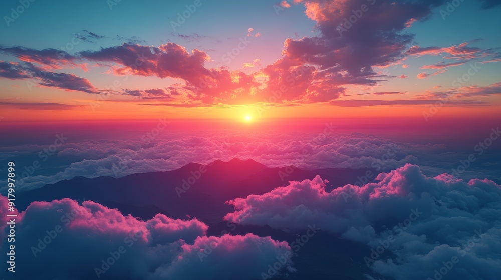 Summer Mountain Landscape with Pastel Sky and Sunset, Perfect for Travel and Adventure Generative AI Summer Mountain Landscape with Pastel Sky and Sunset, Perfect for Travel and Adventure Generative AI