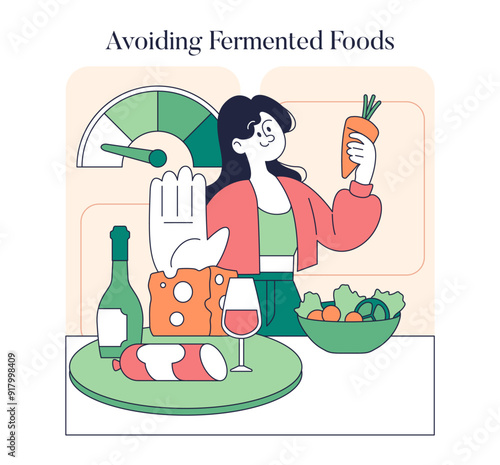 Low Histamine Diet. Flat Vector Illustration