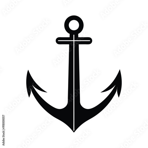 Anchor logo icon silhouette vector art illustration, perfect for maritime themes. photo