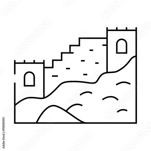 great wall of china line icon vector. great wall of china sign. isolated contour symbol black illustration