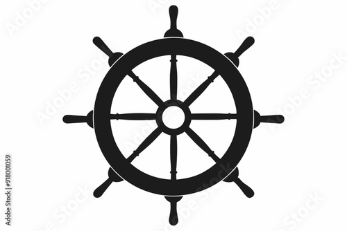 
Steering wheel icon. ship steering silhouette vector illustration

