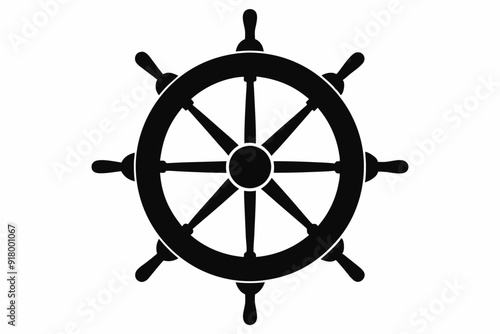 
Steering wheel icon. ship steering silhouette vector illustration
