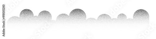 Grain sand texture pattern. Noise ripple background. Dot stipple circle shapes, black noise dotes, grainy effect. Vector illustration isolated on white. Abstract mountains, clouds, trees.