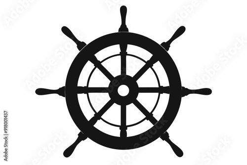 
Steering wheel icon. ship steering silhouette vector illustration
