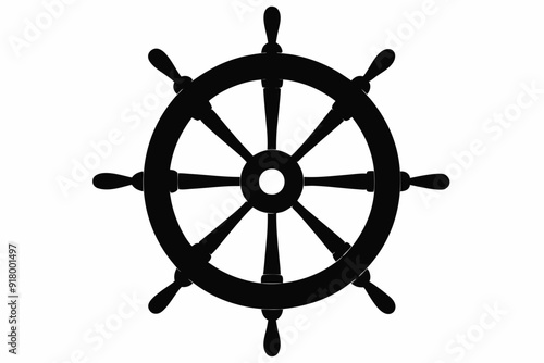 
Steering wheel icon. ship steering silhouette vector illustration
