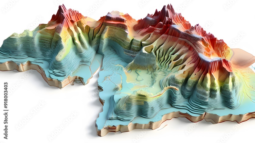 Terrain Shape ภาพประกอบสต็อก Pictures of a model showing the shape of the terrain in ...