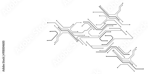 Vector Technology connected white lines and dots with electronics elements on tech bg. Digital technology futuristic internet network speed connection white background.
