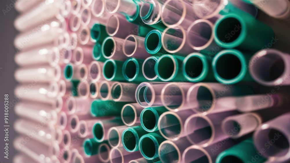 A wall of plastic tubes with different colors and sizes, AI A wall of plastic tubes with different colors and sizes, AI