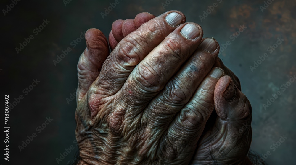 Fototapeta premium The wrinkled praying hands