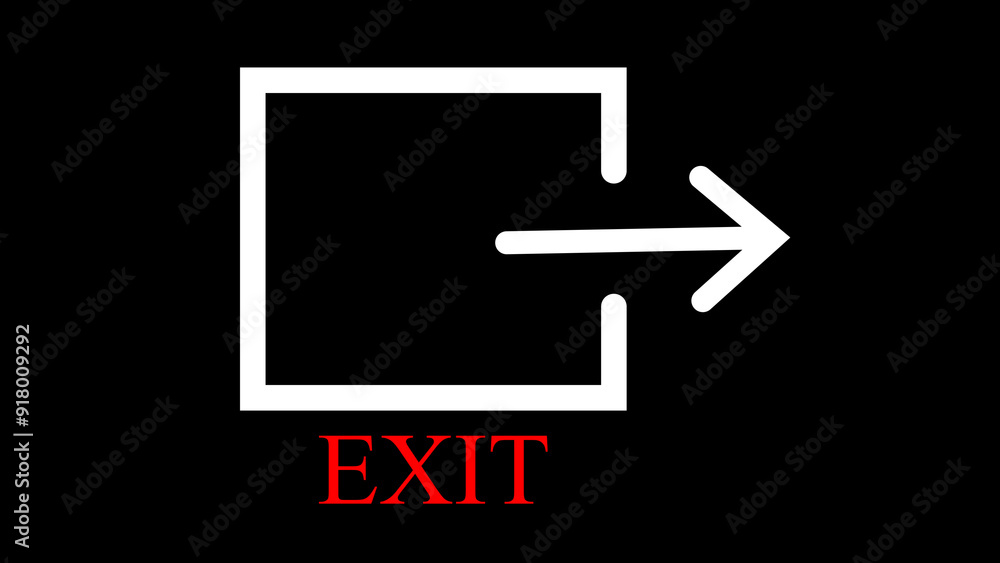 Arrow icon exit, on a black background. Arrow indicates direction. Arrow icon exit, on a black background. Arrow indicates direction.