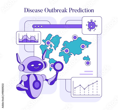 AI In Medicine. Flat Vector Illustration