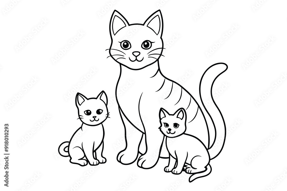 cute mother cat with kittens.eps cute mother cat with kittens.eps