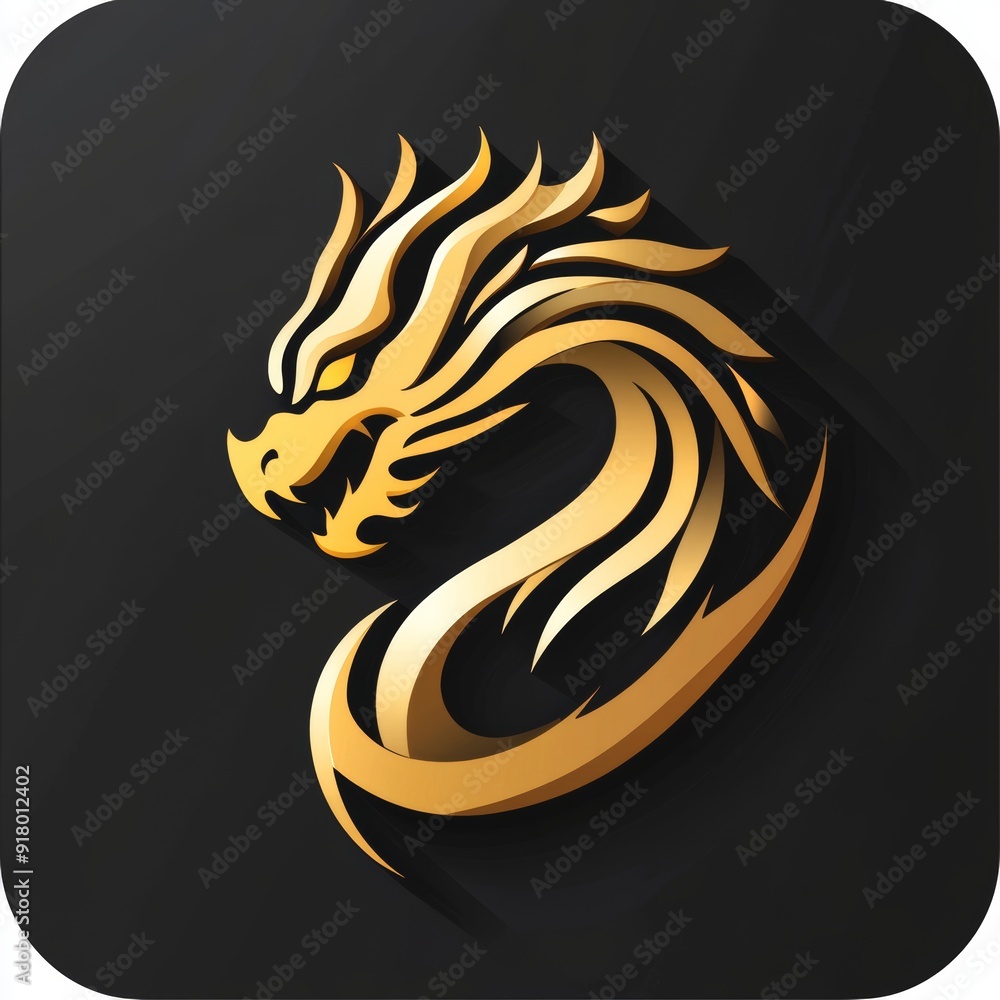 Golden Dragon Icon in Flat Design Style for Gaming or Fantasy Themes Generative AI Golden Dragon Icon in Flat Design Style for Gaming or Fantasy Themes Generative AI