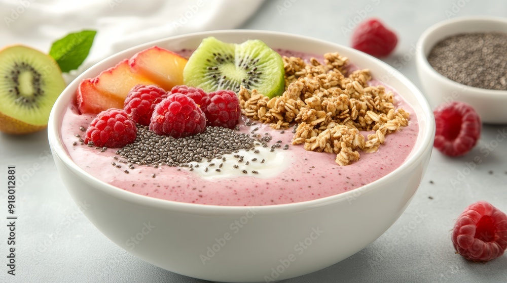 Fresh and Healthy Smoothie Bowl with Fruits and Granola for Breakfast or Snack Generative AI Fresh and Healthy Smoothie Bowl with Fruits and Granola for Breakfast or Snack Generative AI