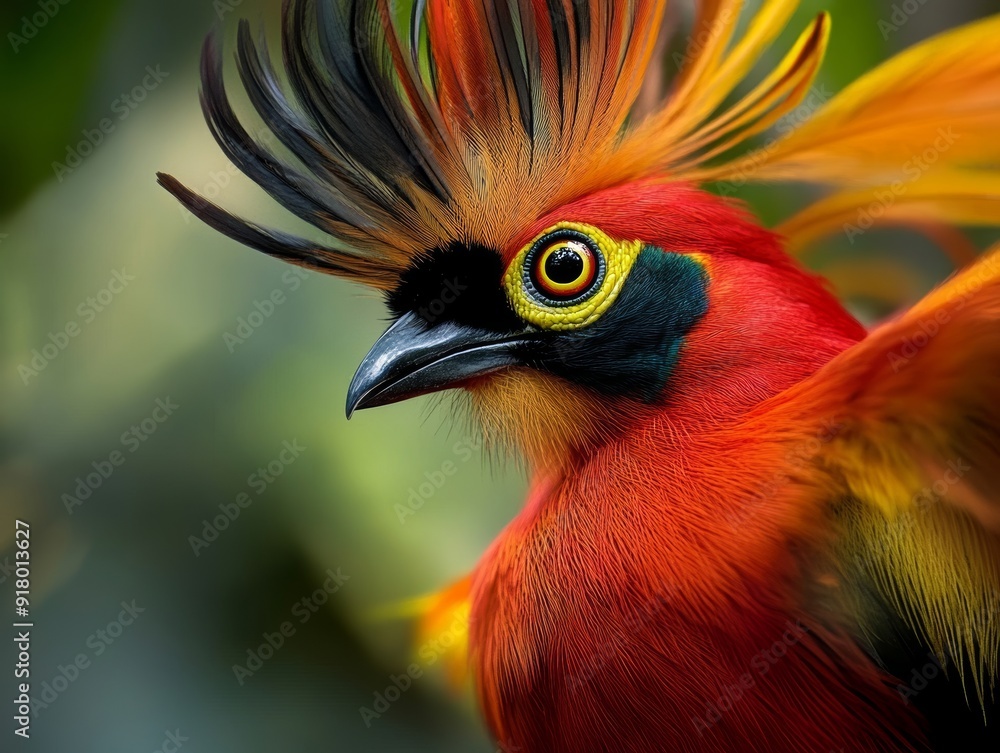 Fototapeta premium Vibrant Feathers of Beautiful Forest Birds in Closeup Generative AI