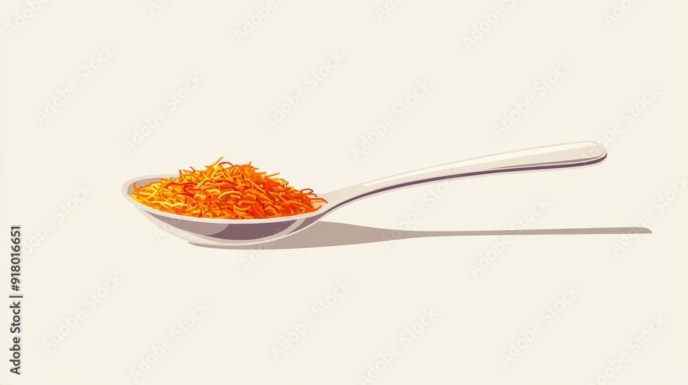 Saffron Strands in a Scoop Spoon on a Clean Background Generative AI Saffron Strands in a Scoop Spoon on a Clean Background Generative AI