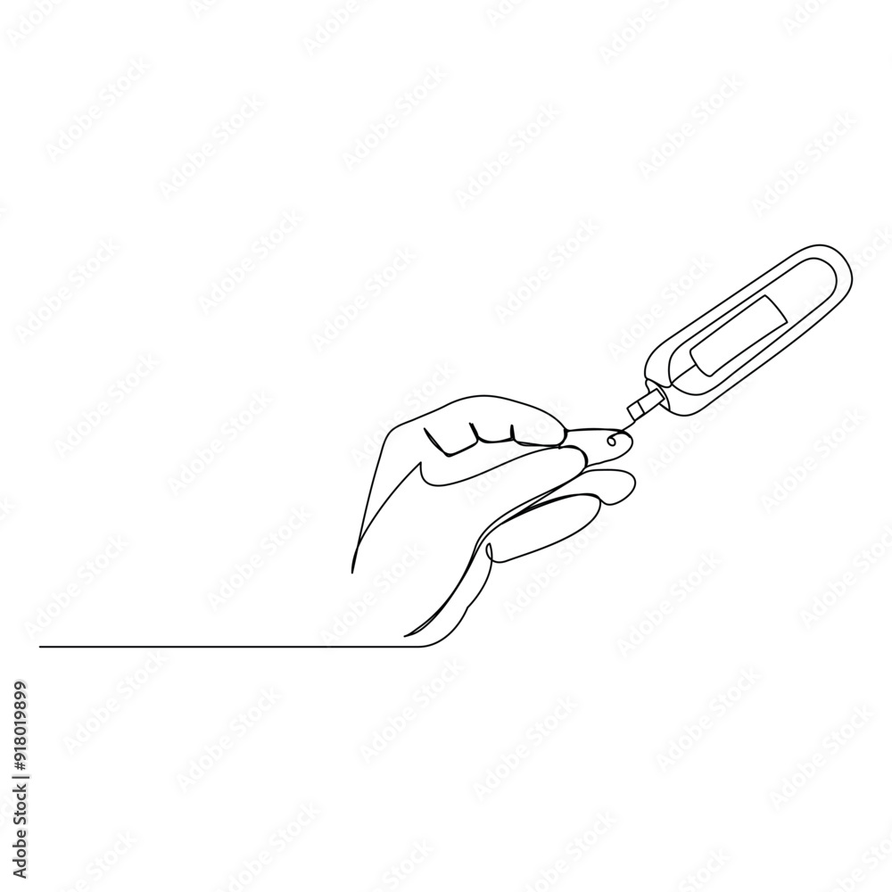 World diabetes day in November. line art of persons using glucometer and keeping blood sugar levels in check. Needle used to take a drop of blood for diabetes testing. World diabetes day in November. line art of persons using glucometer and keeping blood sugar levels in check. Needle used to take a drop of blood for diabetes testing.