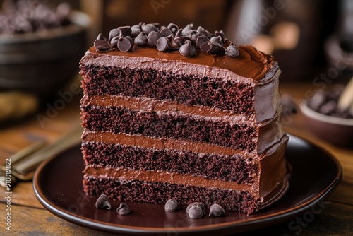 A delicious chocolate cake with rich ganache and soft frosting.