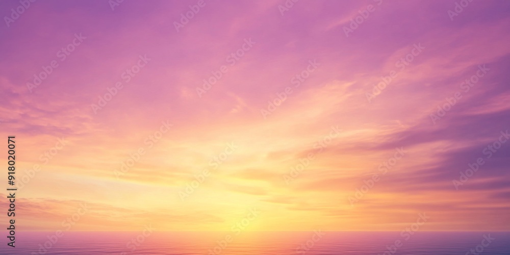 Fototapeta premium Ethereal Seascape at Dusk: A Fantasy-Inspired Panoramic Sky Filled with Vivid Purple, Orange, and Yellow Hues for an Uplifting and Tranquil Experience.