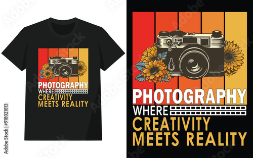 Photography t shirt design, World photography day vector, Typography design, Photographer T shirt Design, design for t-shirt and other use.