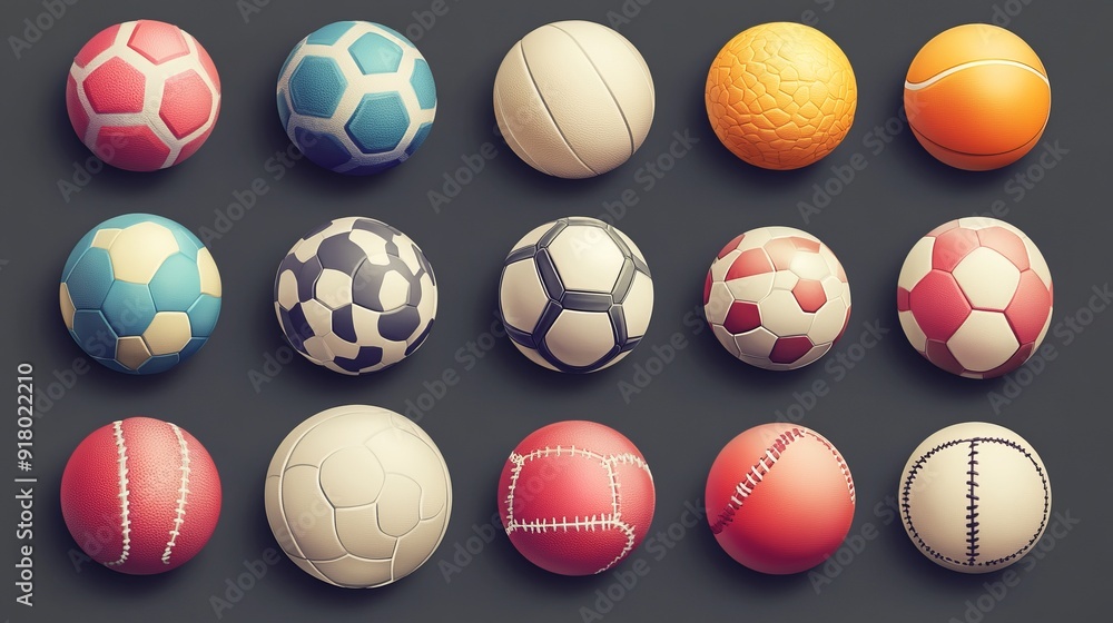 A collection of various sports balls. A collection of various sports balls.