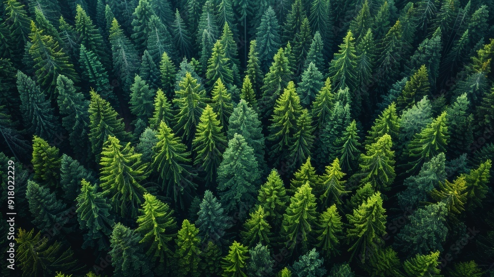 Aerial view of lush evergreen forest during daylight in a serene natural landscape Aerial view of lush evergreen forest during daylight in a serene natural landscape