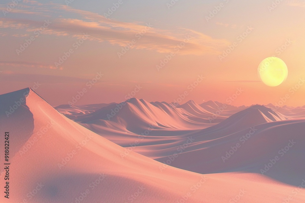 A Pink Sunset Over a Rolling Desert Landscape A Pink Sunset Over a Rolling Desert Landscape