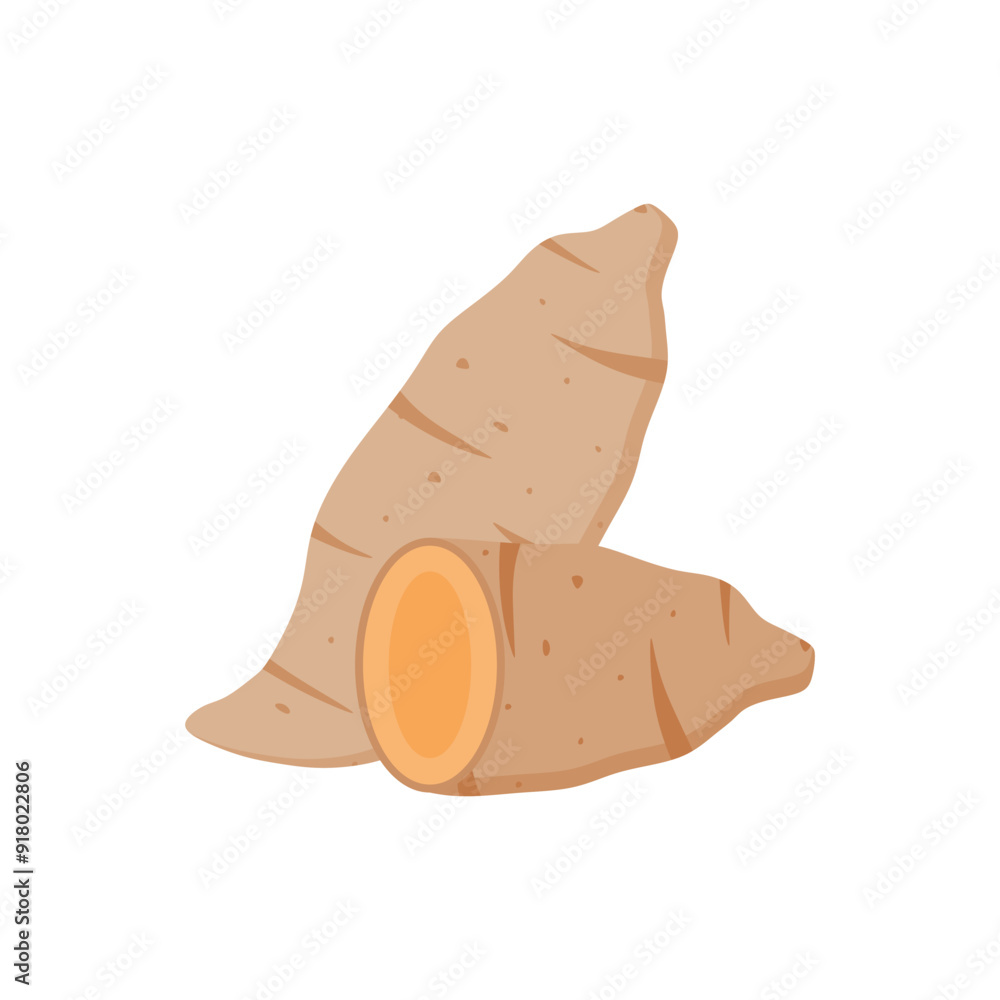 Obraz premium sweet potato flat design vector illustration. Natural food, veggies icons. Flat vector illustration isolated on white background.