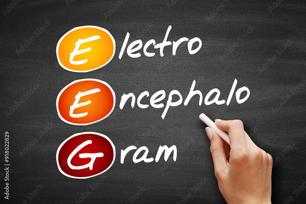 EEG - electroencephalogram acronym, concept on blackboard EEG - electroencephalogram acronym, concept on blackboard