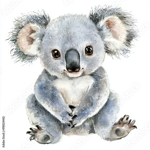 Highly Detailed Watercolor Koala Illustration for Paper Crafting and Design Generative AI