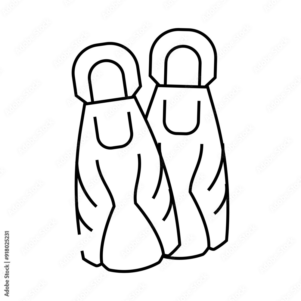flippers for diving line icon vector. flippers for diving sign. isolated contour symbol black illustration flippers for diving line icon vector. flippers for diving sign. isolated contour symbol black illustration