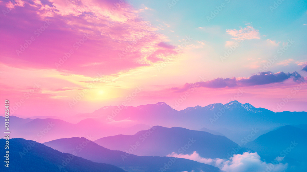 pink clouds and sky with mountains, southern lights pink clouds and sky with mountains, southern lights